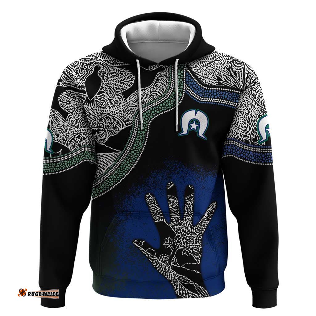 black and white aboriginal torres strait islanders flag hoodie ts04