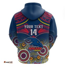 personalised adelaide crows football hoodie aboriginal mix polynesian pattern