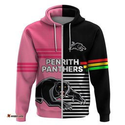 custom text and number penrith panthers rugby hoodie proud the panthers comeback black and pink