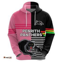 custom text and number penrith panthers rugby hoodie proud the panthers comeback black and pink