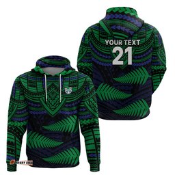custom warriors rugby hoodie aotearoa fern polynesian pattern
