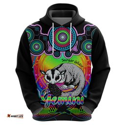 personalised australia gemini sugar gilder zodiac hoodie auz astrology aboriginal rainbow