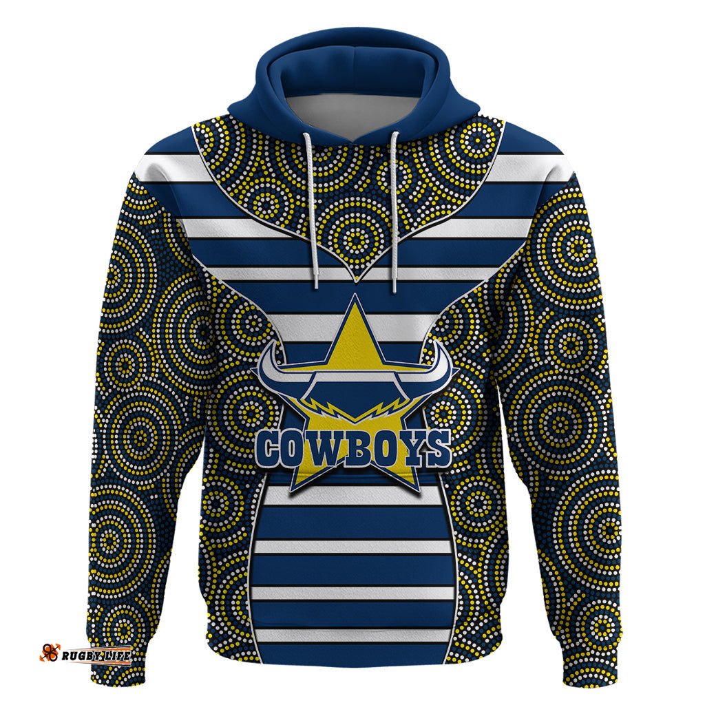 nrl cowboys hoodie mix dot aboriginal
