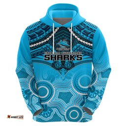 personalised sharks rugby hoodie go sharkies aboriginal mix polynesian pattern