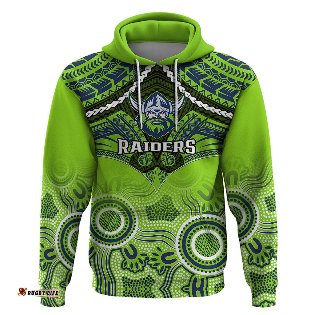 raiders rugby hoodie canberra 1981 aboriginal mix polynesian pattern