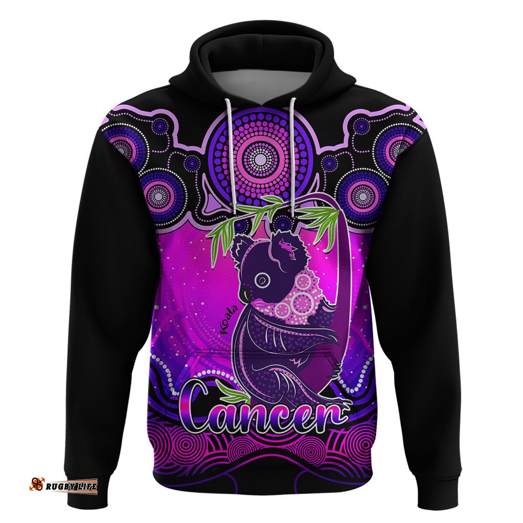 personalised australia cancer koala zodiac hoodie auz astrology aboriginal magenta