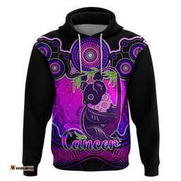 personalised australia cancer koala zodiac hoodie auz astrology aboriginal magenta