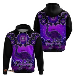 personalised australia aquarius emu zodiac hoodie auz astrology aboriginal purple