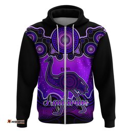 personalised australia aquarius emu zodiac hoodie auz astrology aboriginal purple