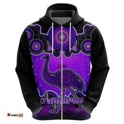 personalised australia aquarius emu zodiac hoodie auz astrology aboriginal purple