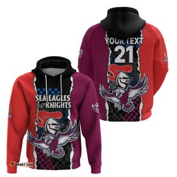 custom text and number nrl combine knights sea eagles hoodie sporty style