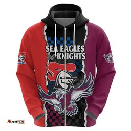custom text and number nrl combine knights sea eagles hoodie sporty style