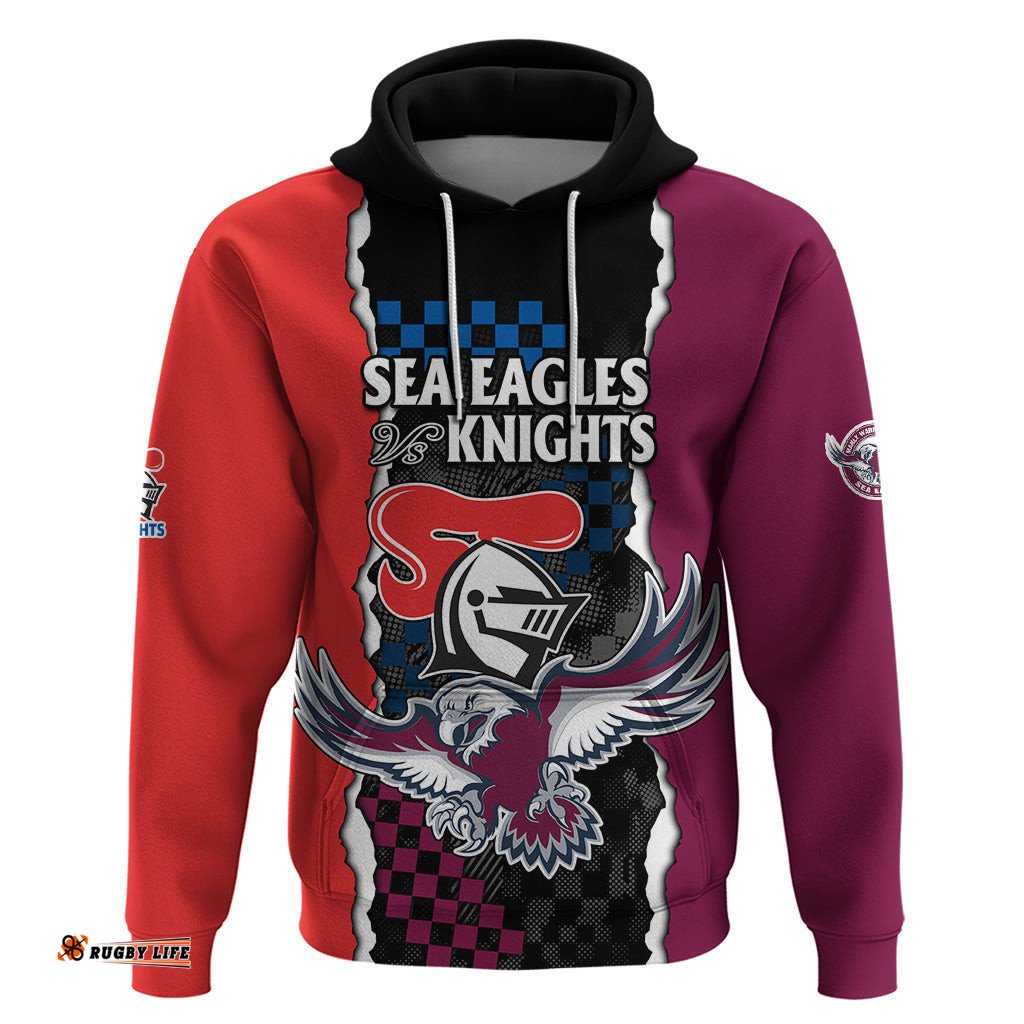 custom text and number nrl combine knights sea eagles hoodie sporty style