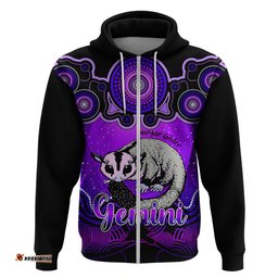 personalised australia gemini sugar gilder zodiac hoodie auz astrology aboriginal purple
