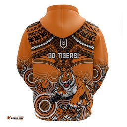 tigers rugby hoodie aboriginal mix polynesian pattern