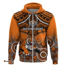 tigers rugby hoodie aboriginal mix polynesian pattern