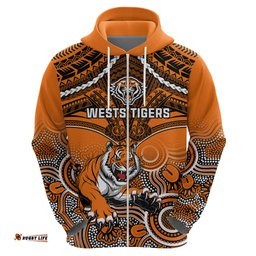 tigers rugby hoodie aboriginal mix polynesian pattern