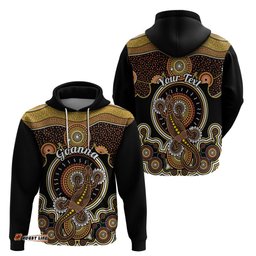 personalised australian astrology hoodie aboriginal goanna zodiac sign