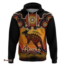 personalised australia aries kangaroo zodiac hoodie auz astrology aboriginal red