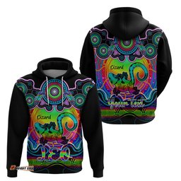 personalised australia leo lizard zodiac hoodie auz astrology aboriginal rainbow