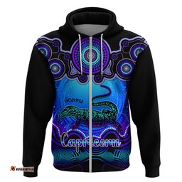 personalised australia capricorn goanna zodiac hoodie auz astrology aboriginal blue