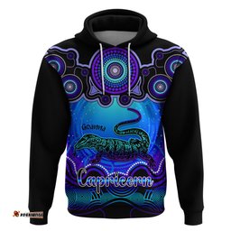 personalised australia capricorn goanna zodiac hoodie auz astrology aboriginal blue