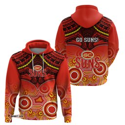 gold coast football hoodie suns aboriginal mix polynesian pattern
