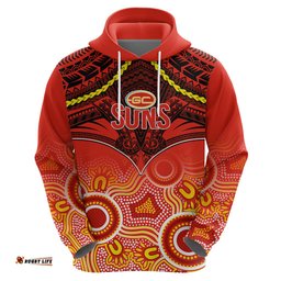 gold coast football hoodie suns aboriginal mix polynesian pattern