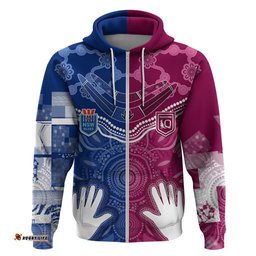 personalised qld maroons mix nsw blues indigenous hoodie rugby state of origin