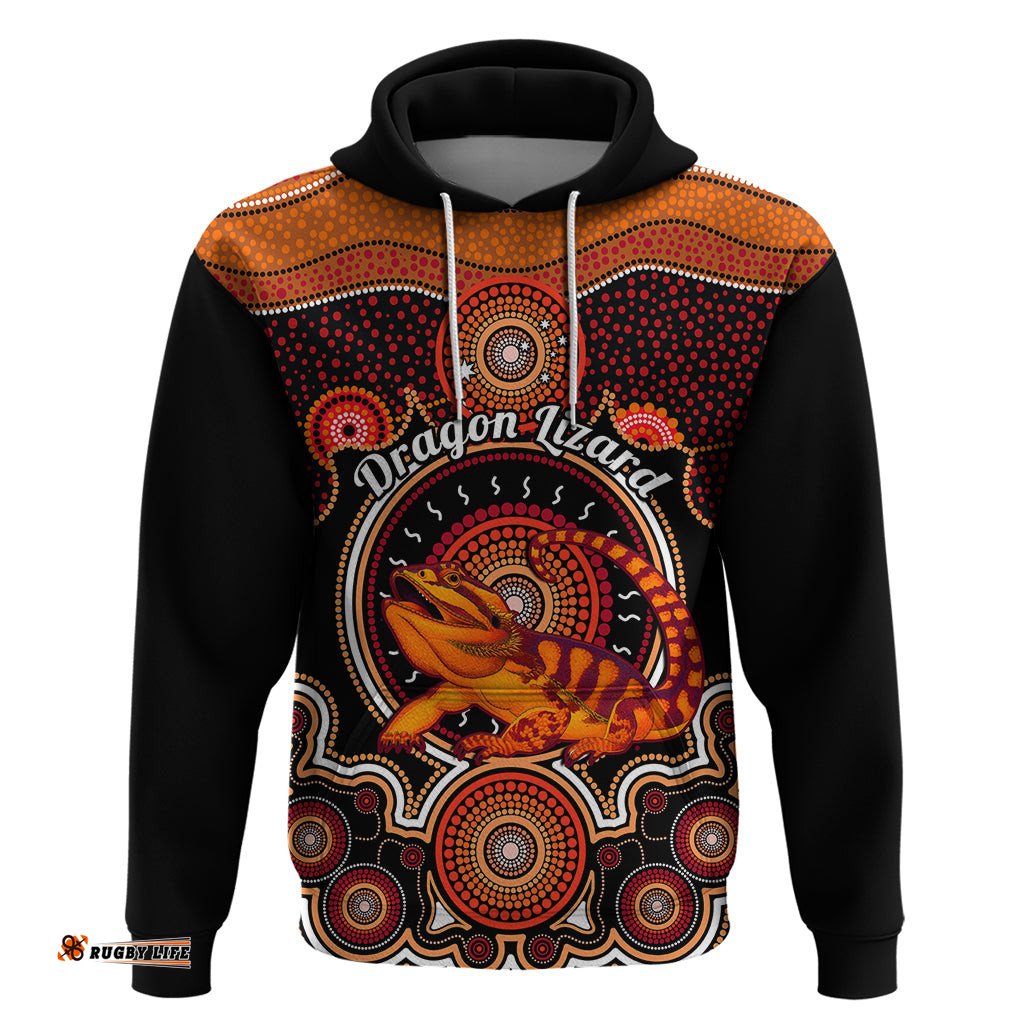 personalised australian astrology hoodie aboriginal dragon lizard zodiac sign