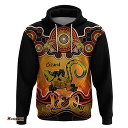 personalised australia leo lizard zodiac hoodie auz astrology aboriginal red