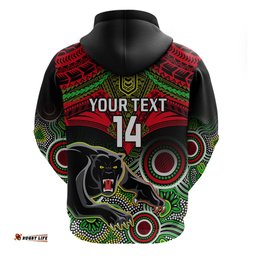 personalised panthers rugby hoodie penrith 1966 aboriginal mix polynesian pattern