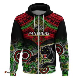 personalised panthers rugby hoodie penrith 1966 aboriginal mix polynesian pattern
