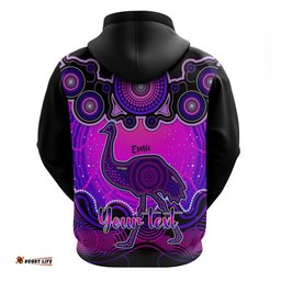 personalised australia aquarius emu zodiac hoodie auz astrology aboriginal magenta