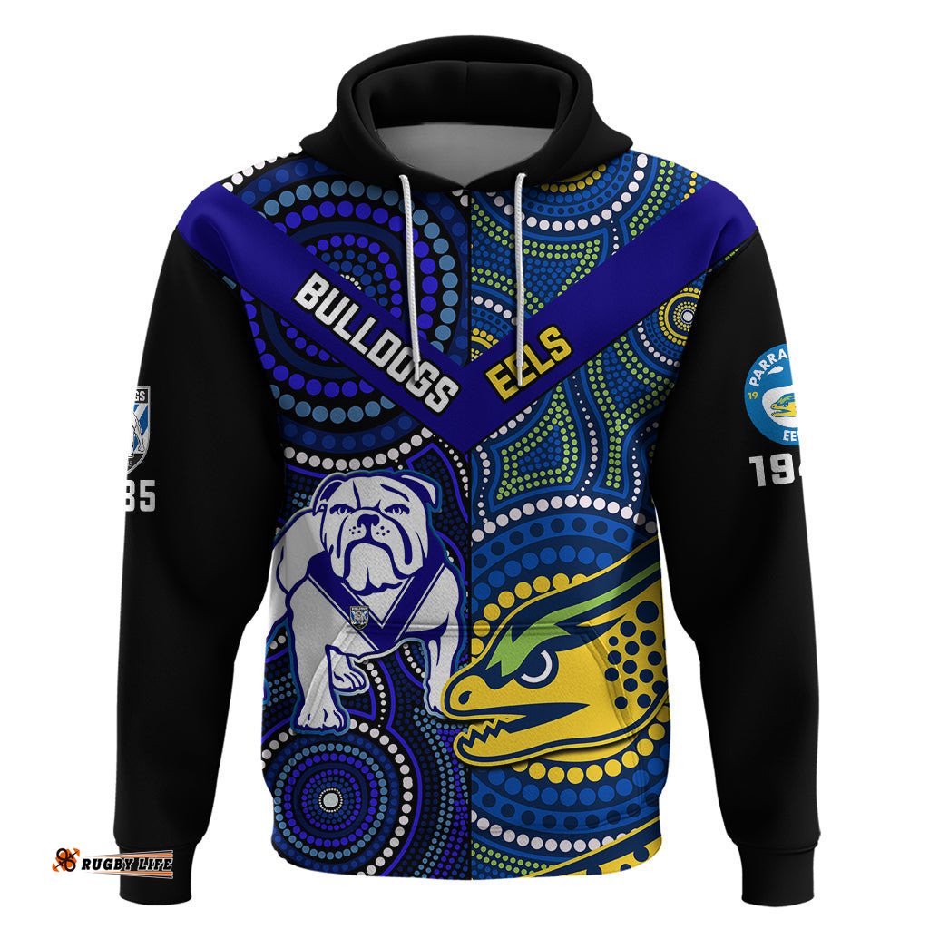 bulldogs mix parramatta eels rugby hoodie aboriginal version