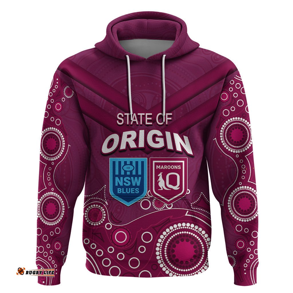 custom state of origin nsw blues vs qld maroon rugby hoodie maroon style
