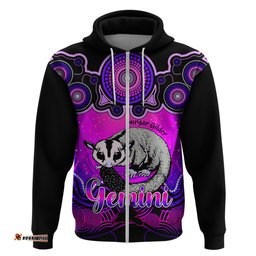 personalised australia gemini sugar gilder zodiac hoodie auz astrology aboriginal magenta