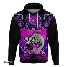 personalised australia gemini sugar gilder zodiac hoodie auz astrology aboriginal magenta