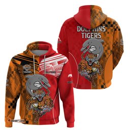 nrl half dolphins and half tigers hoodie sporty style