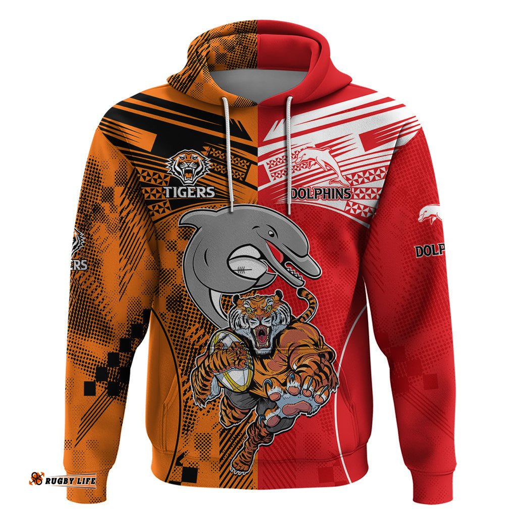 nrl half dolphins and half tigers hoodie sporty style