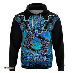 personalised australia pisces platypus zodiac hoodie auz astrology aboriginal aqua