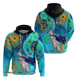 personalised australia kangaroo hoodie aboriginal tribal art stylization