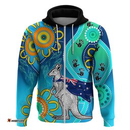personalised australia kangaroo hoodie aboriginal tribal art stylization