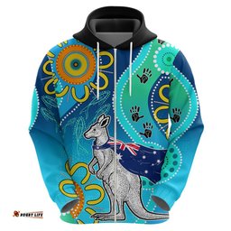 personalised australia kangaroo hoodie aboriginal tribal art stylization