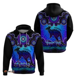 personalised australia aries kangaroo zodiac hoodie auz astrology aboriginal blue