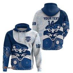 personalised geelong football hoodie go cats indigenous art