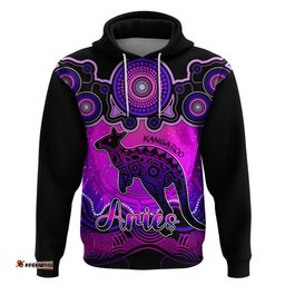 personalised australia aries kangaroo zodiac hoodie auz astrology aboriginal magenta