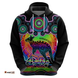 personalised australia aries kangaroo zodiac hoodie auz astrology aboriginal rainbow