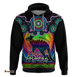 personalised australia aries kangaroo zodiac hoodie auz astrology aboriginal rainbow