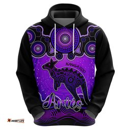 personalised australia aries kangaroo zodiac hoodie auz astrology aboriginal purple